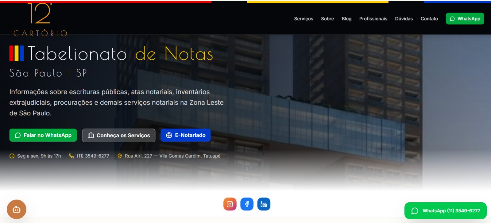 Interior do 12º Tabelião de Notas